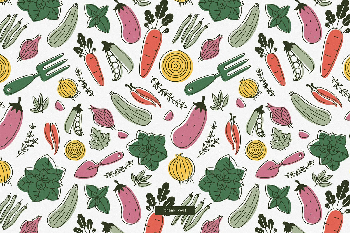 minimalist vegetables collection seamless patterns.