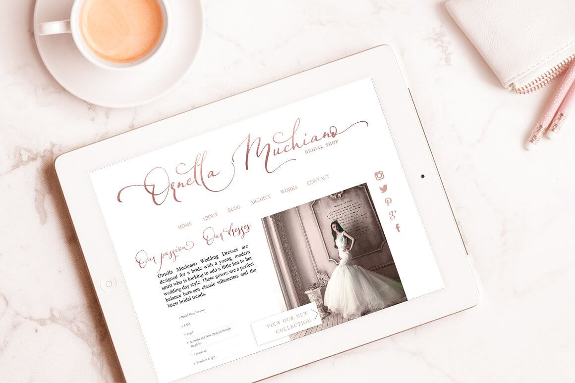Preview Bridal shop Ornella Muchiano on the tablet.