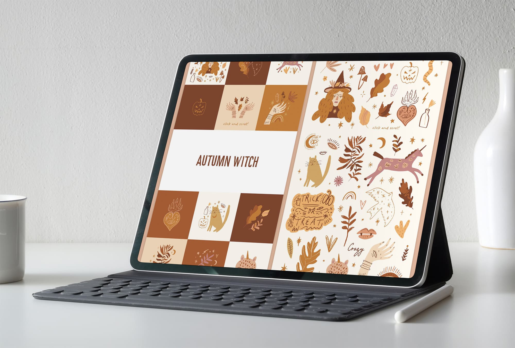 autumn witch bundle tablet mockup.