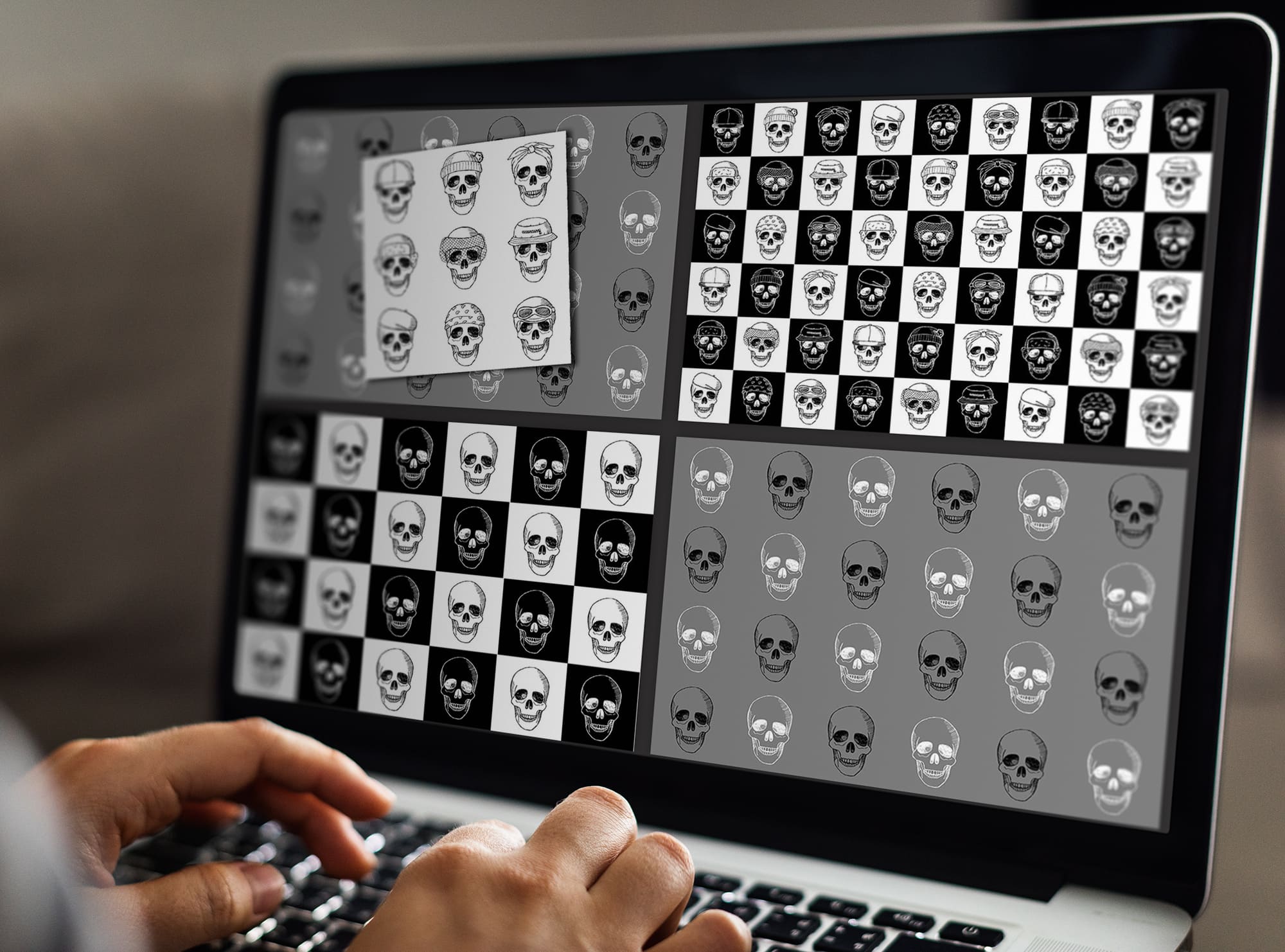 Skull Collection laptop mockup.
