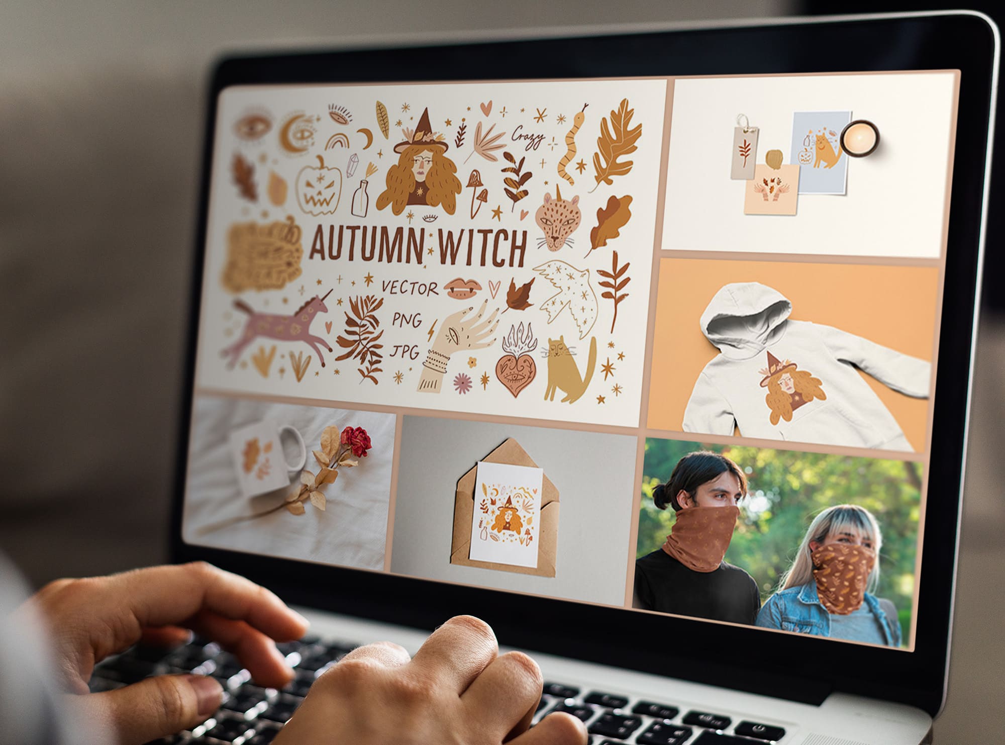 autumn witch bundle laptop mockup.