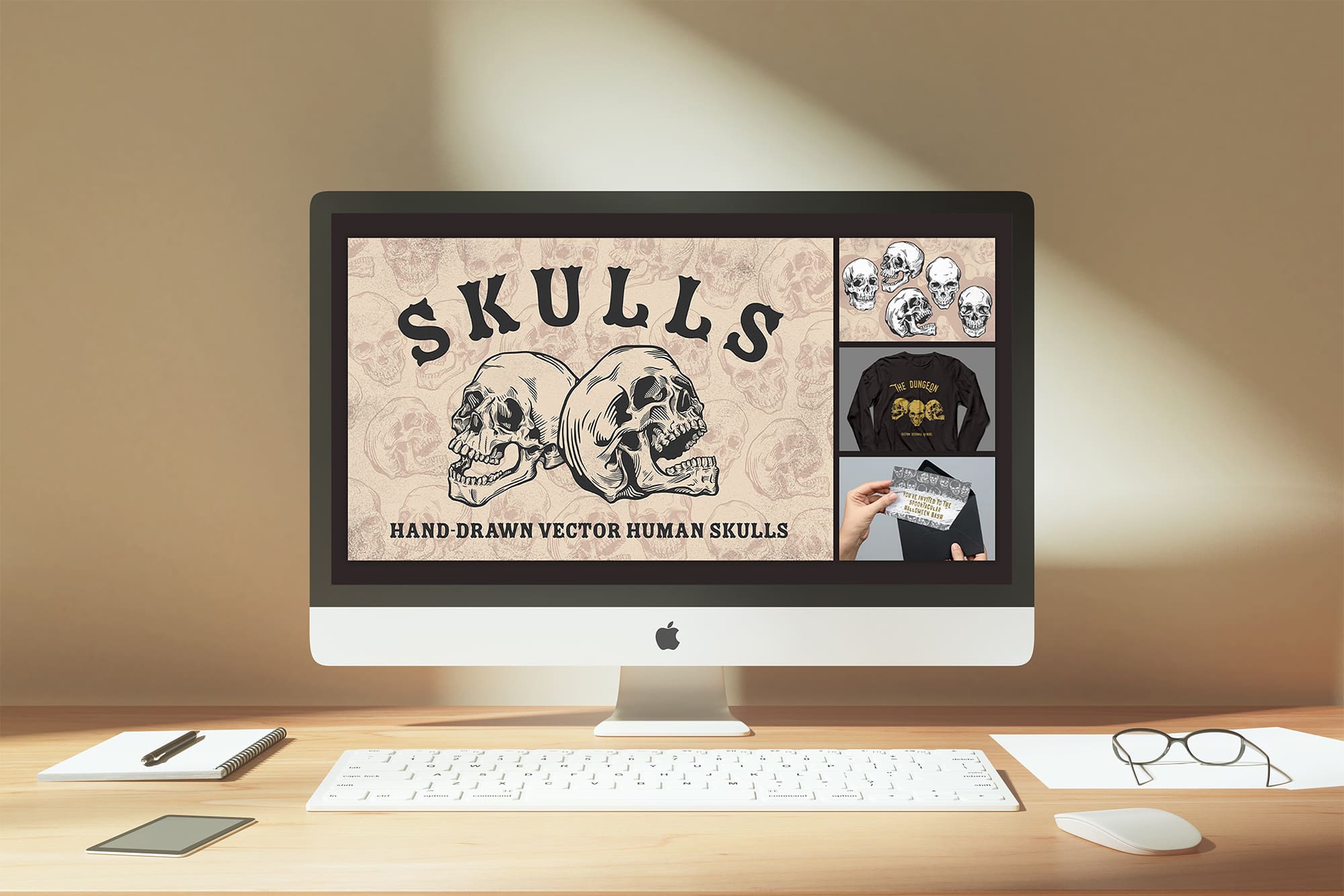 skulls desktop mockup.