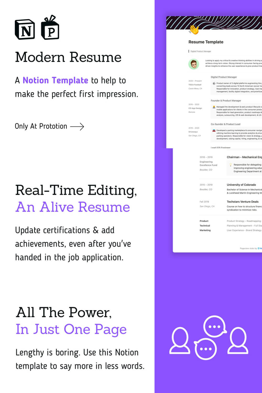 A modern resume - a notion template to help to make the perfect first impression.