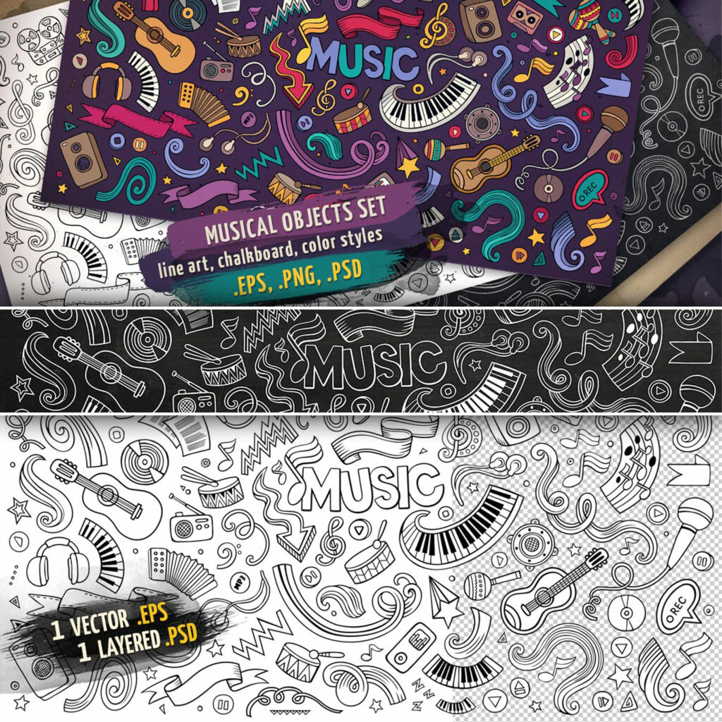 Musical Objects & Elements Set – MasterBundles