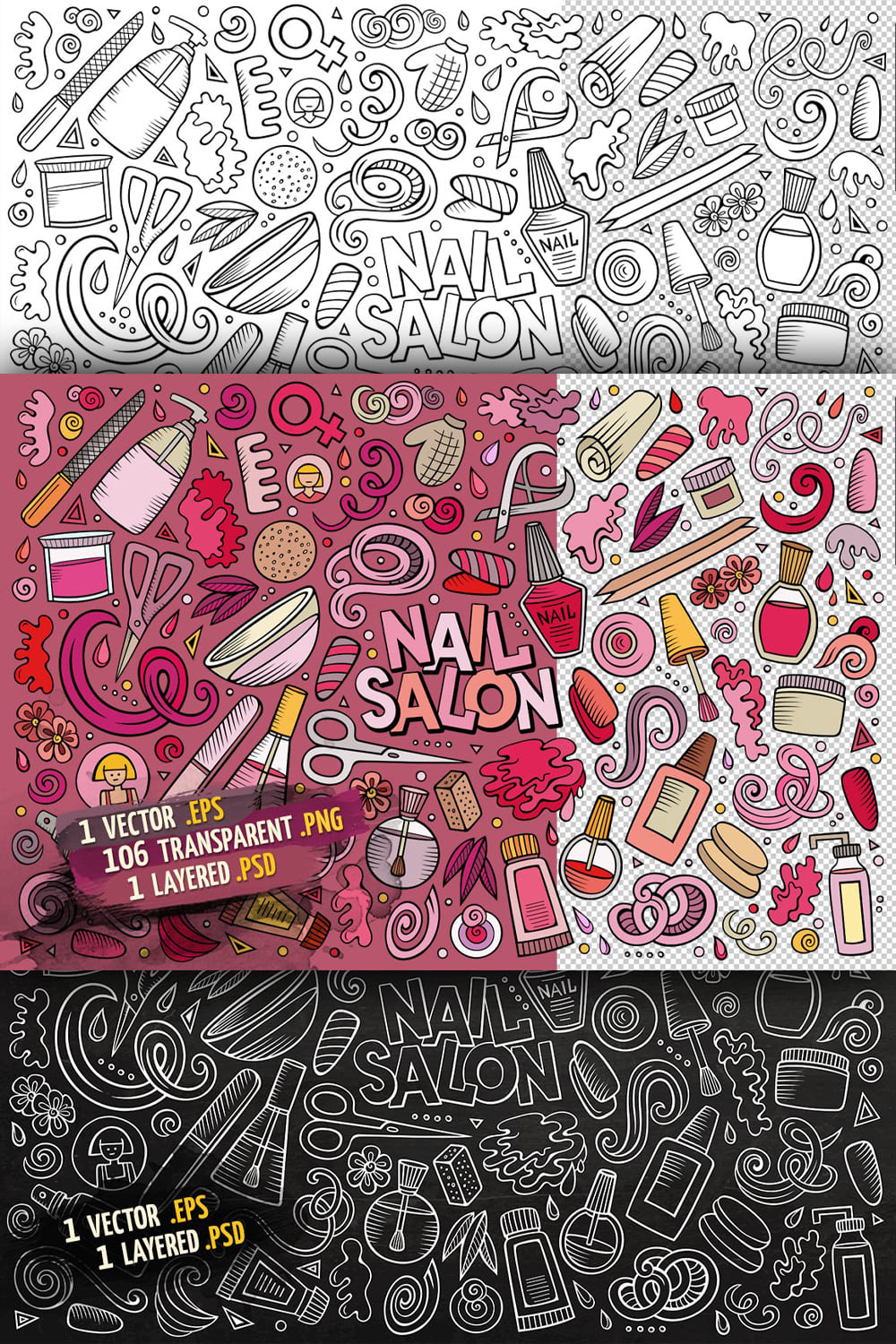 Nail Salon hand drawn vector doodles illustration. Manicure design. Beauty  elements and objects cartoon background. Bright colors funny picture. All i  Stock Vector Image & Art - Alamy