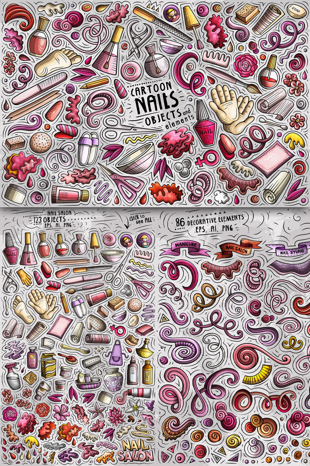 Nail Studio Cartoon Objects Set Pinterest 1000 1500.