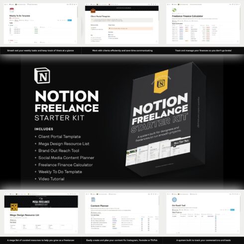 Notion Freelance Starter Kit cover image.