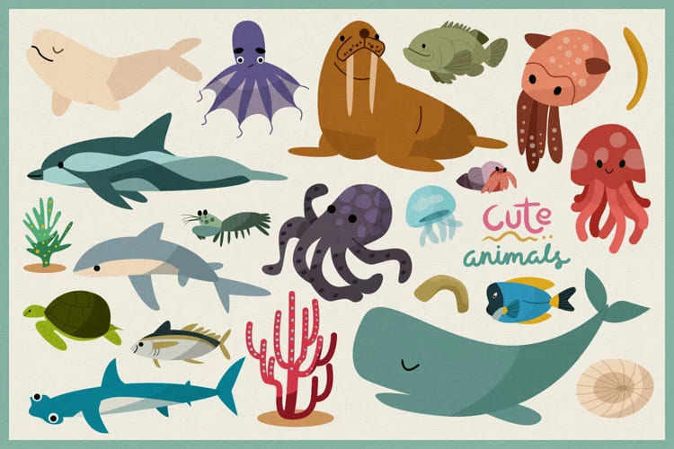 ocean animals graphics.