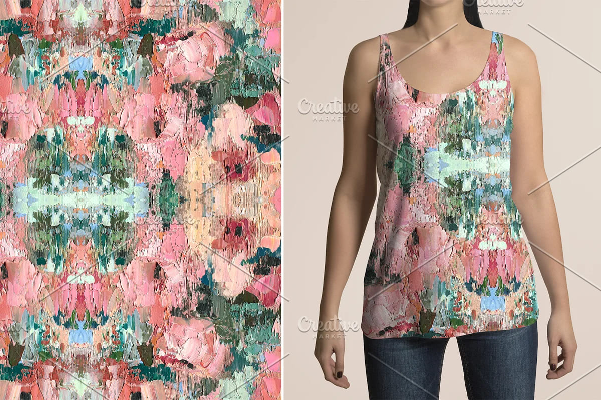 oil painting pattern for clothes design.