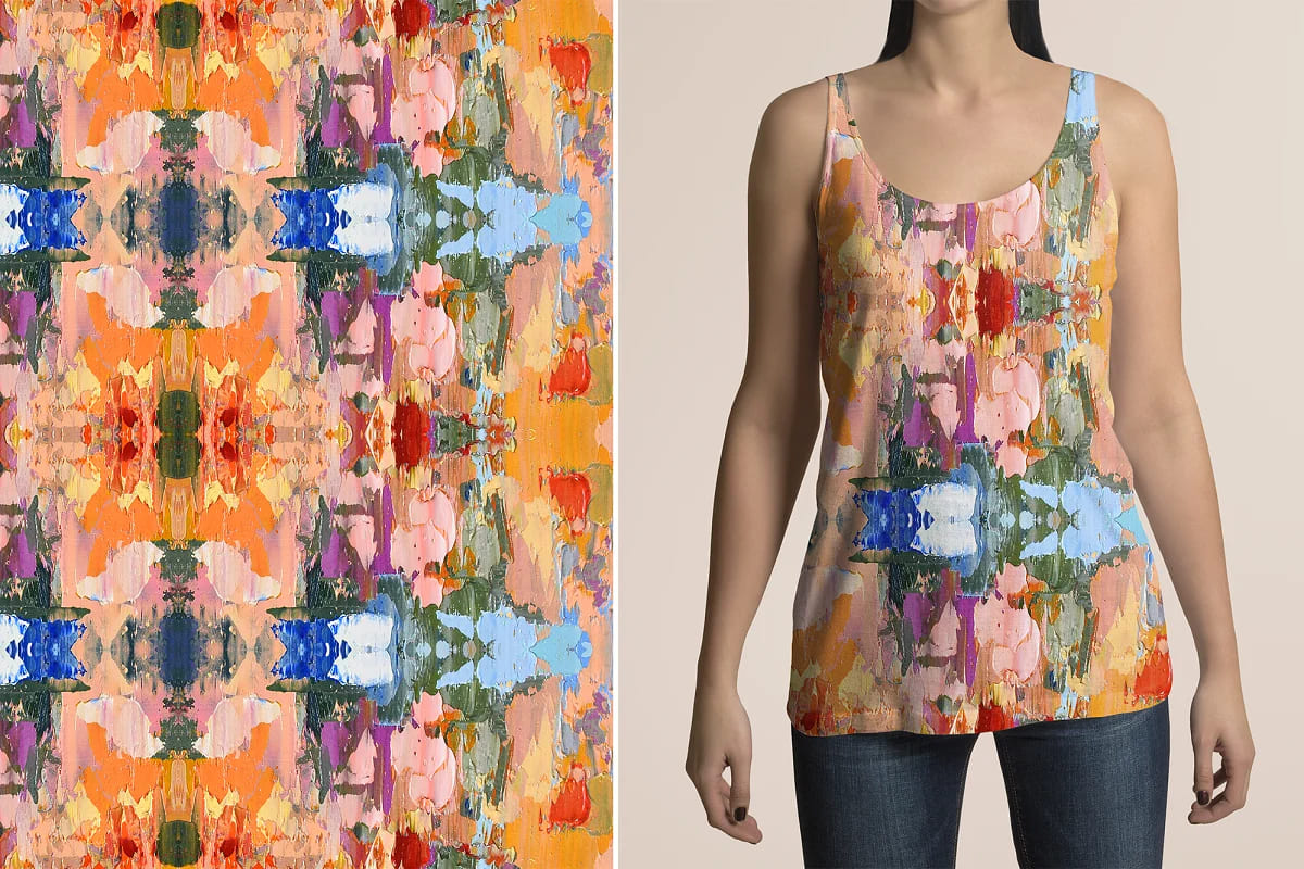 oil painting seamless patterns clothes mockup.