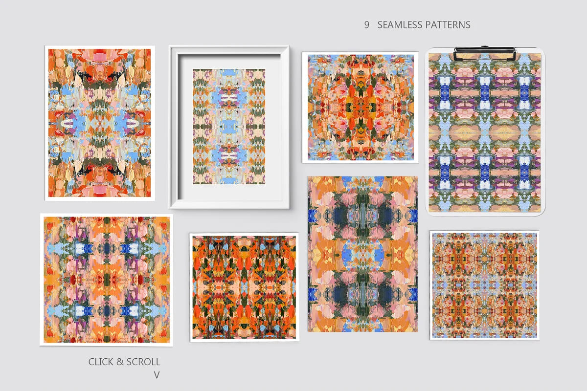 oil painting seamless patterns different designs.