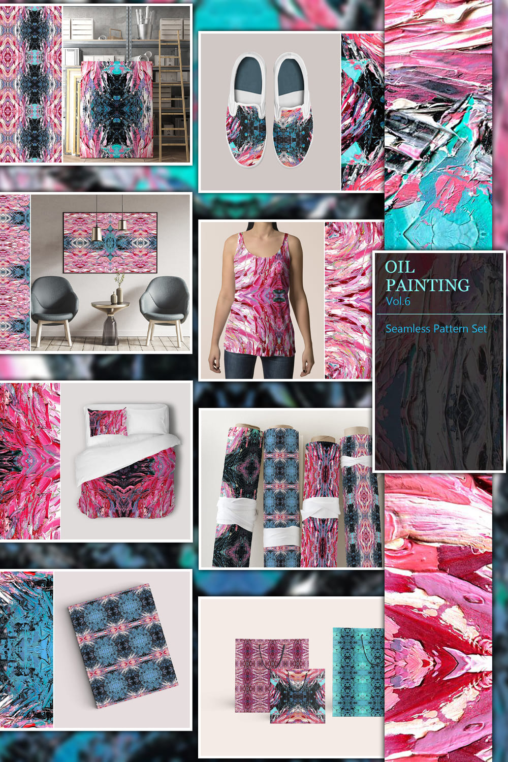 Oil Painting Seamless Patterns Vol.6 pinterest image.