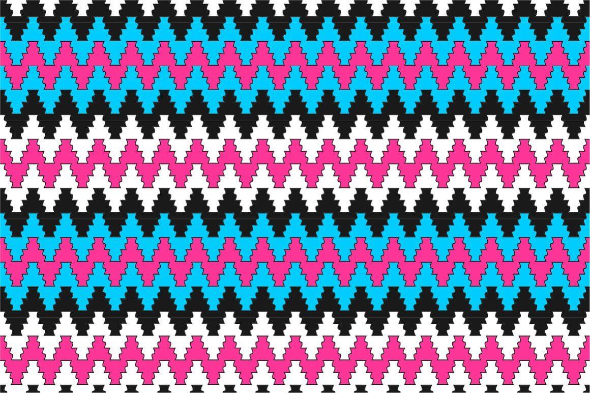 Zigzag colored stripes.