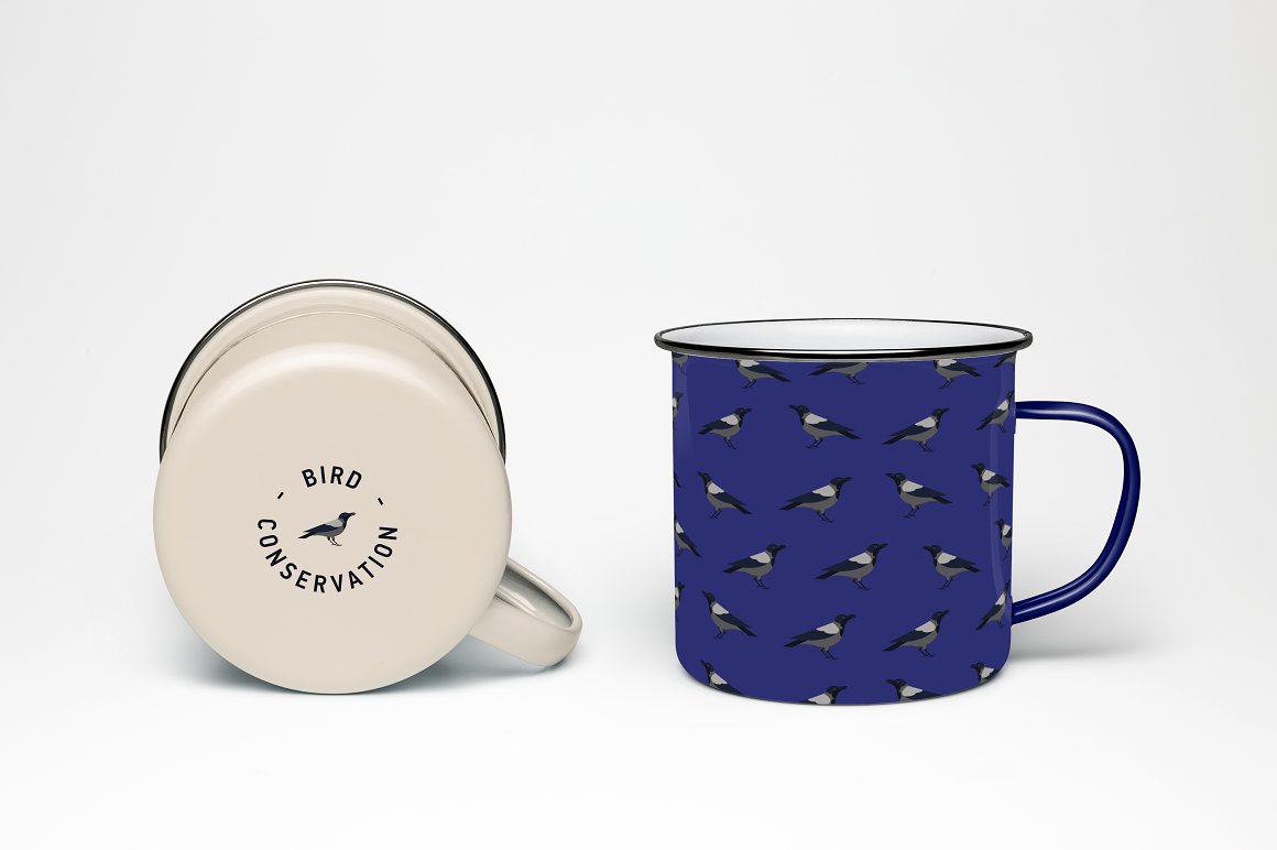 Simple blue metal cup with the birds.