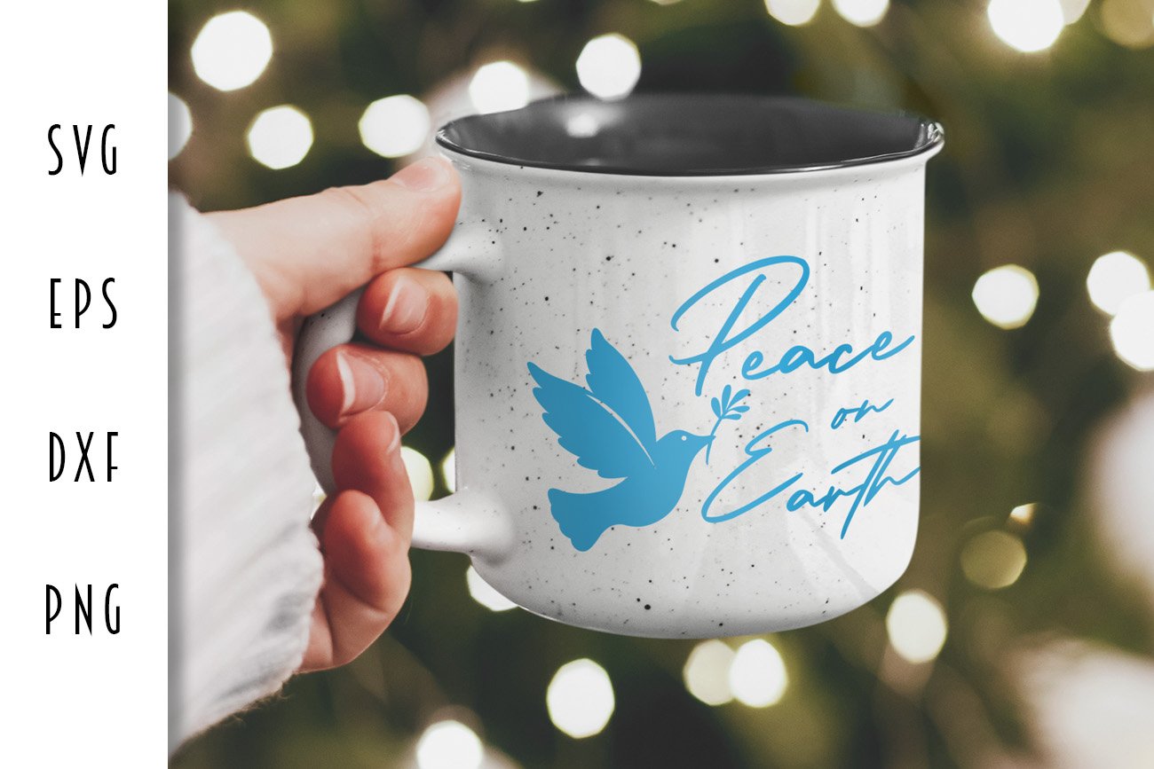 A unique blue dove princess on a metal mug.