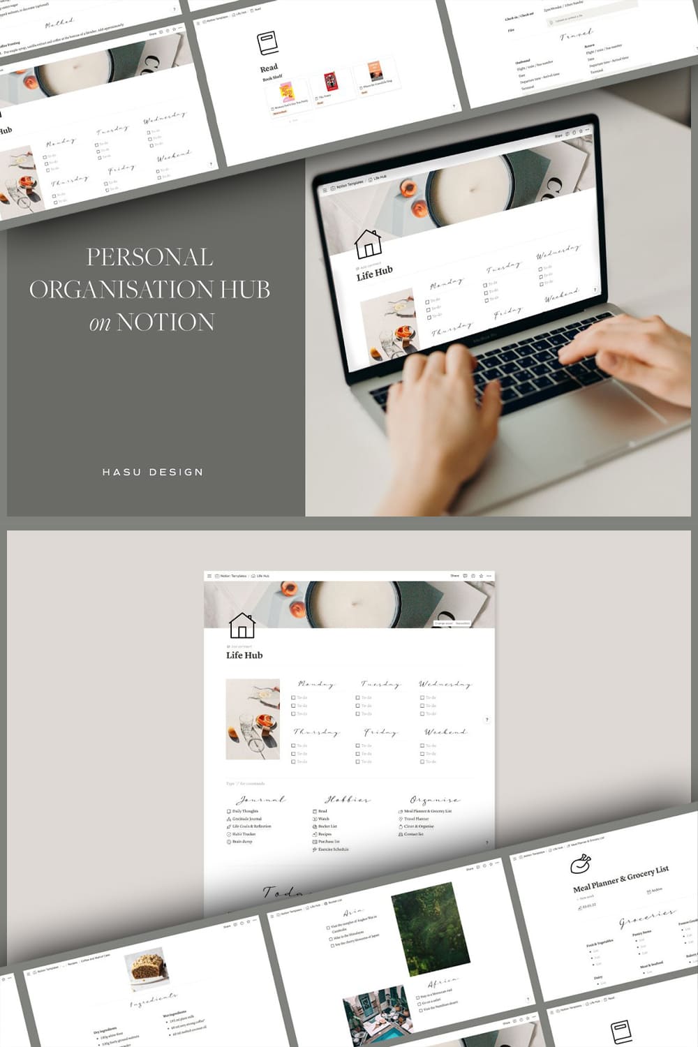 Personal Organisation Hub on Notion pinterest image.