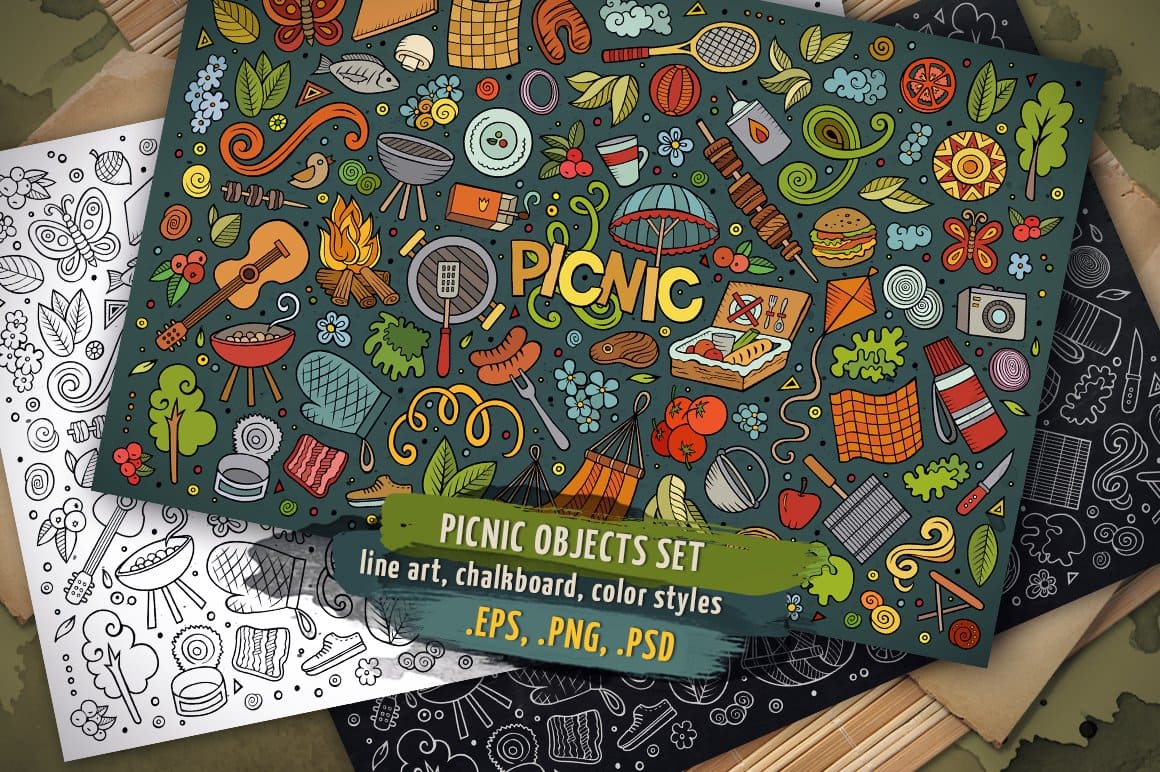 Picnic Objects Symbols Set Preview 1.