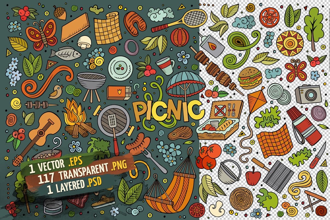 Picnic Objects Symbols Set Preview 2.