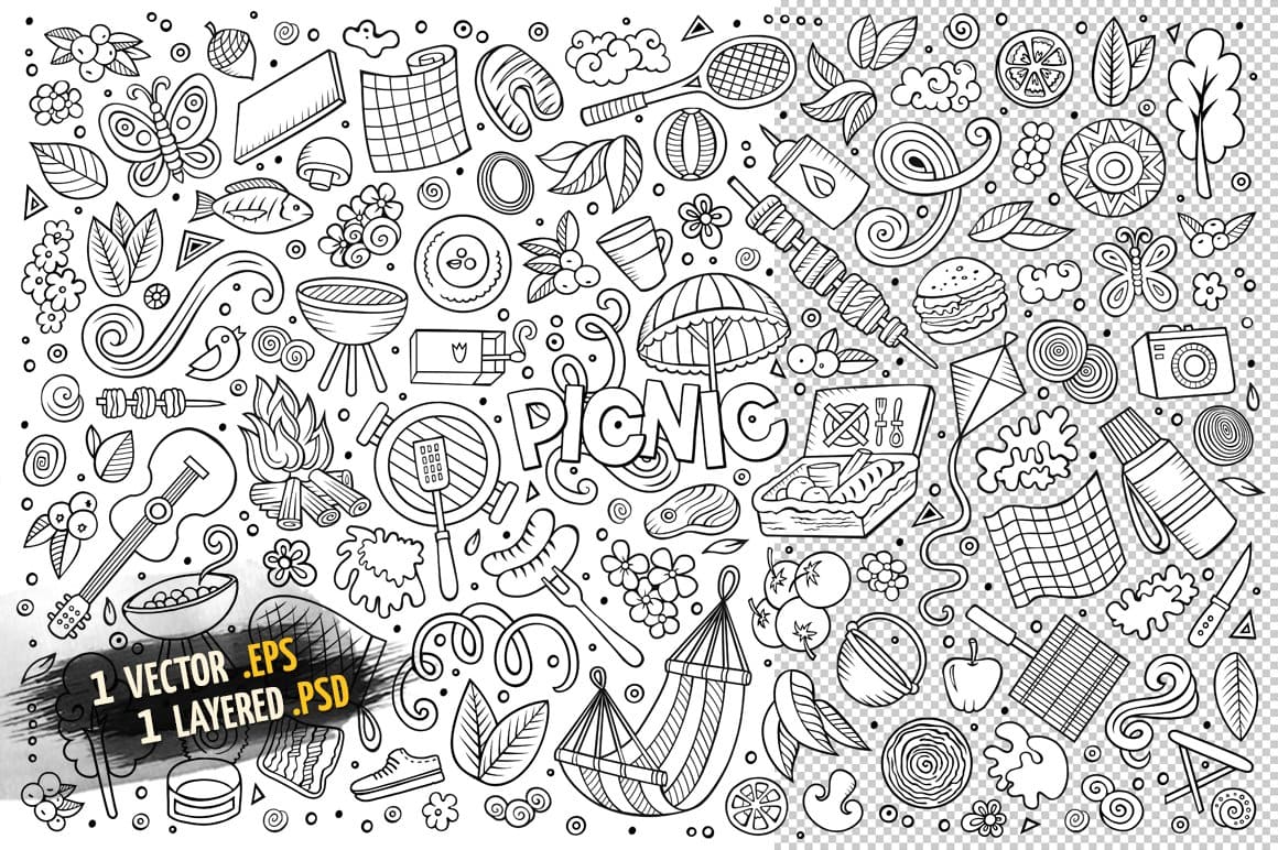 Picnic Objects Symbols Set Preview 3.