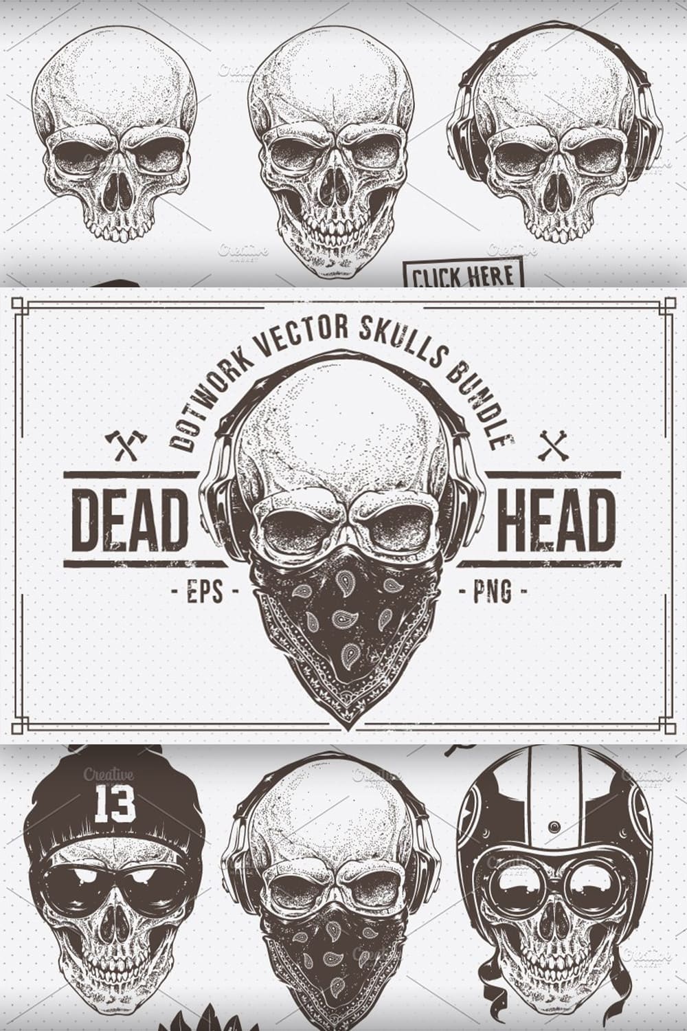 Dead Head | Vector Skulls Bundle pinterest image.