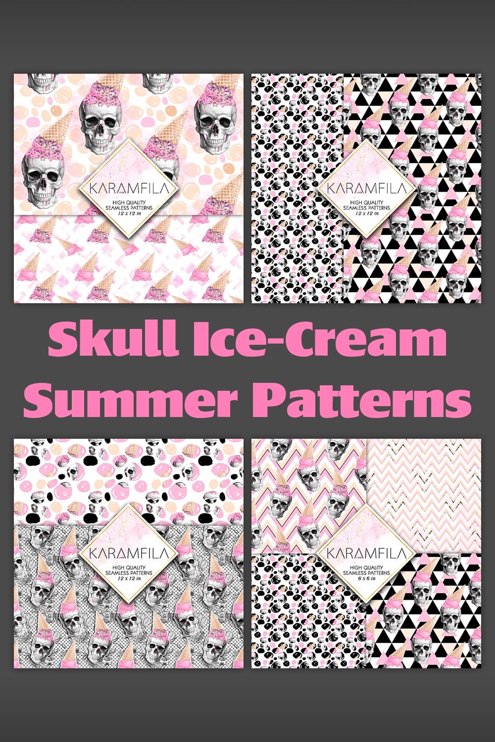 Skull Ice-Cream Summer Patterns pinterest image.