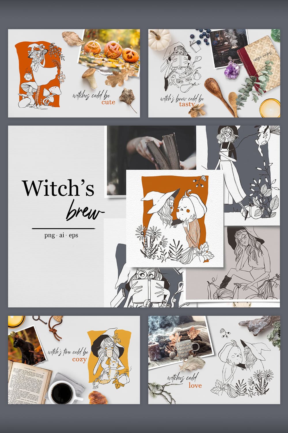 The Witches, Vector Illustrations pinterest image.
