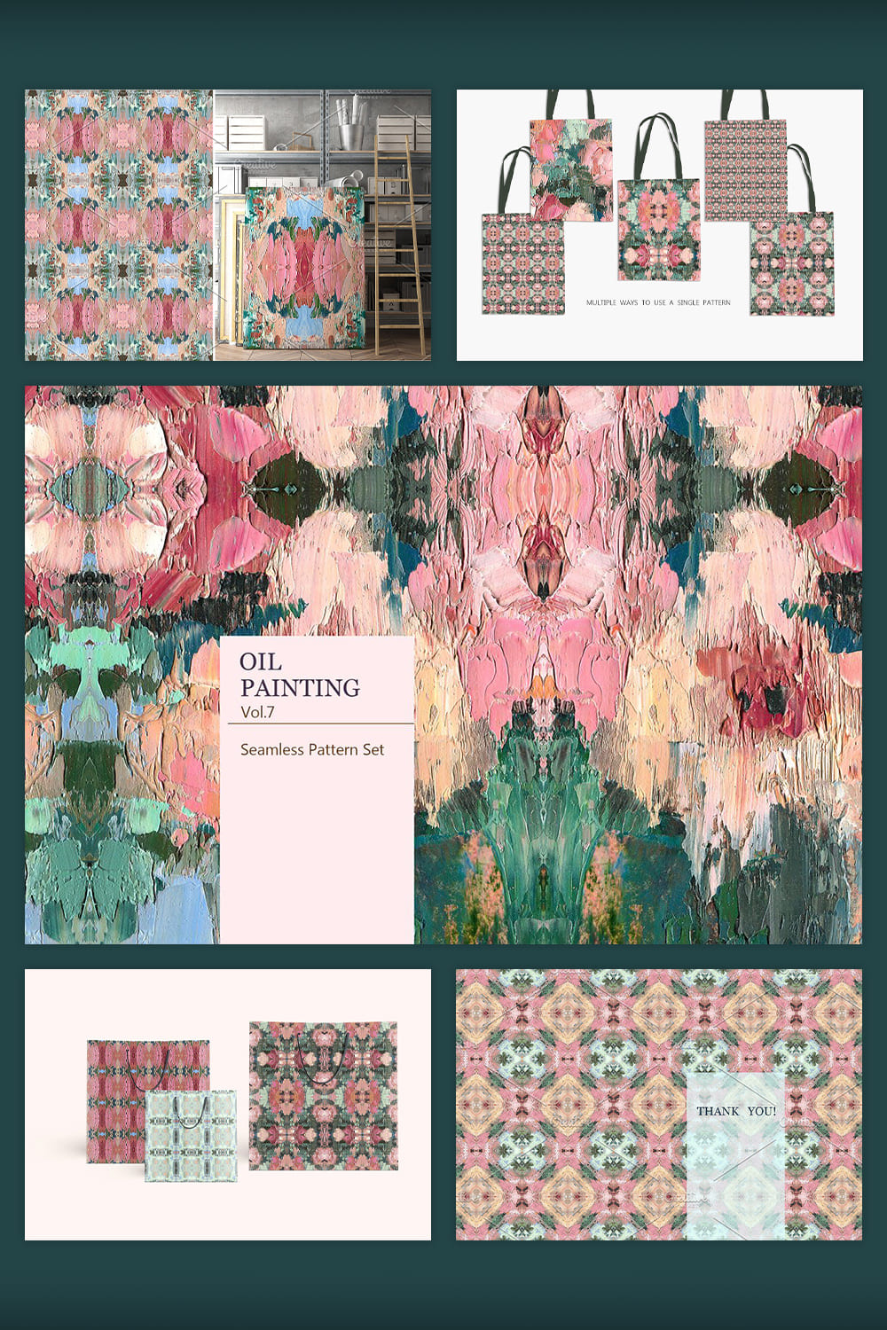 Oil Painting Seamless Patterns Vol.7 pinterest image.