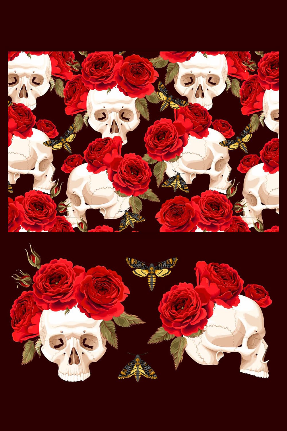 pattern with skulls and roses for your design.