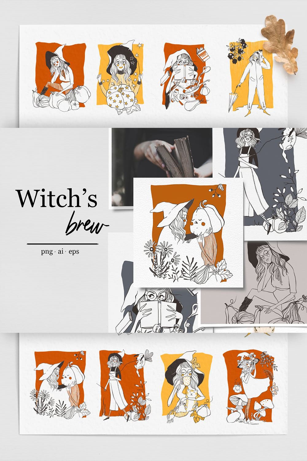 the witches vector illustrations set.