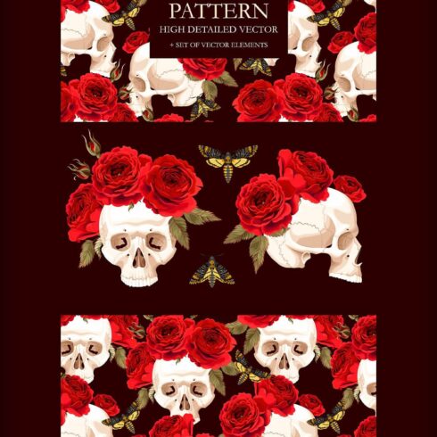 pattern with skulls and roses for your ideas.