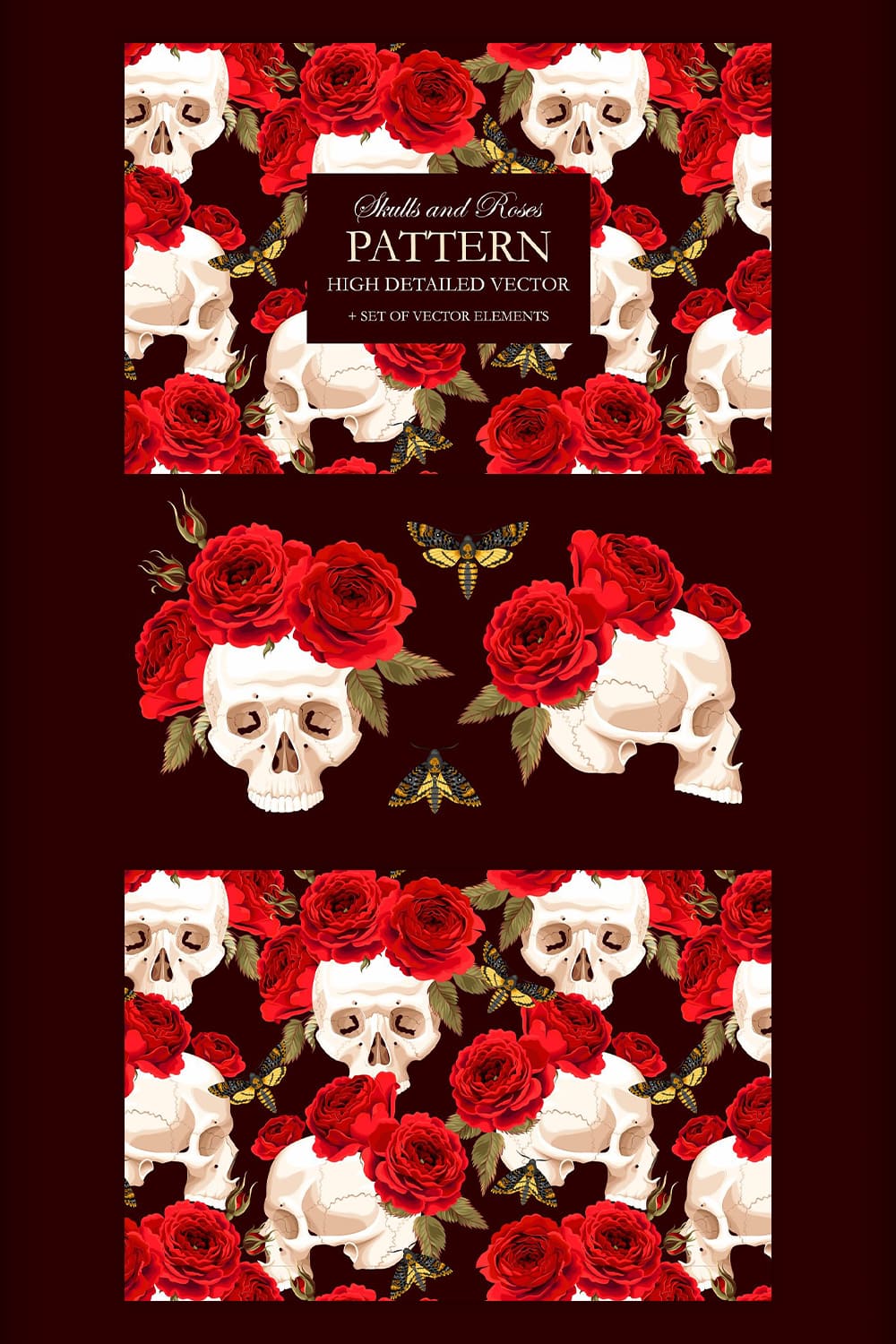 pattern with skulls and roses for your ideas.