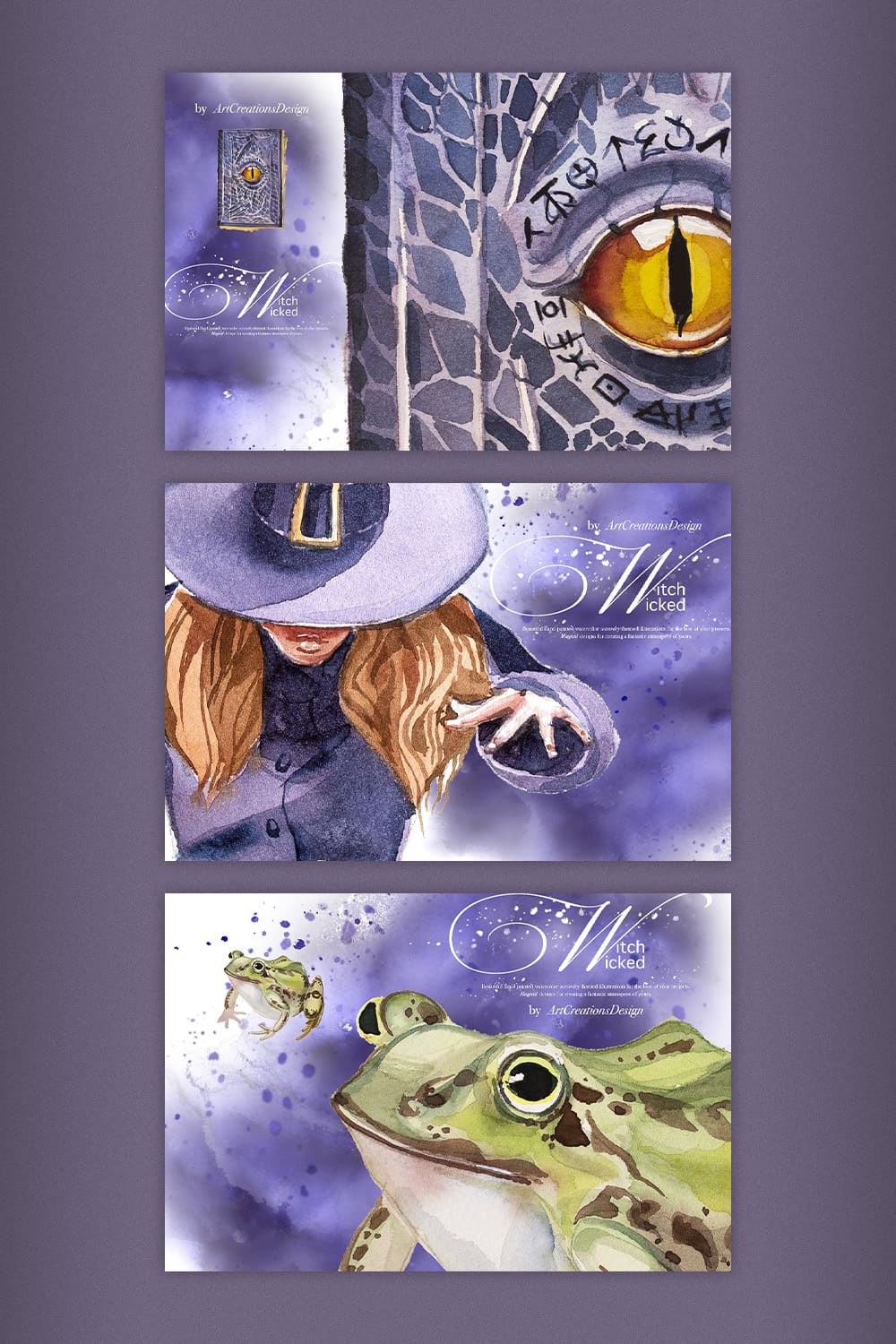 watercolor wicked witch clipart pack.