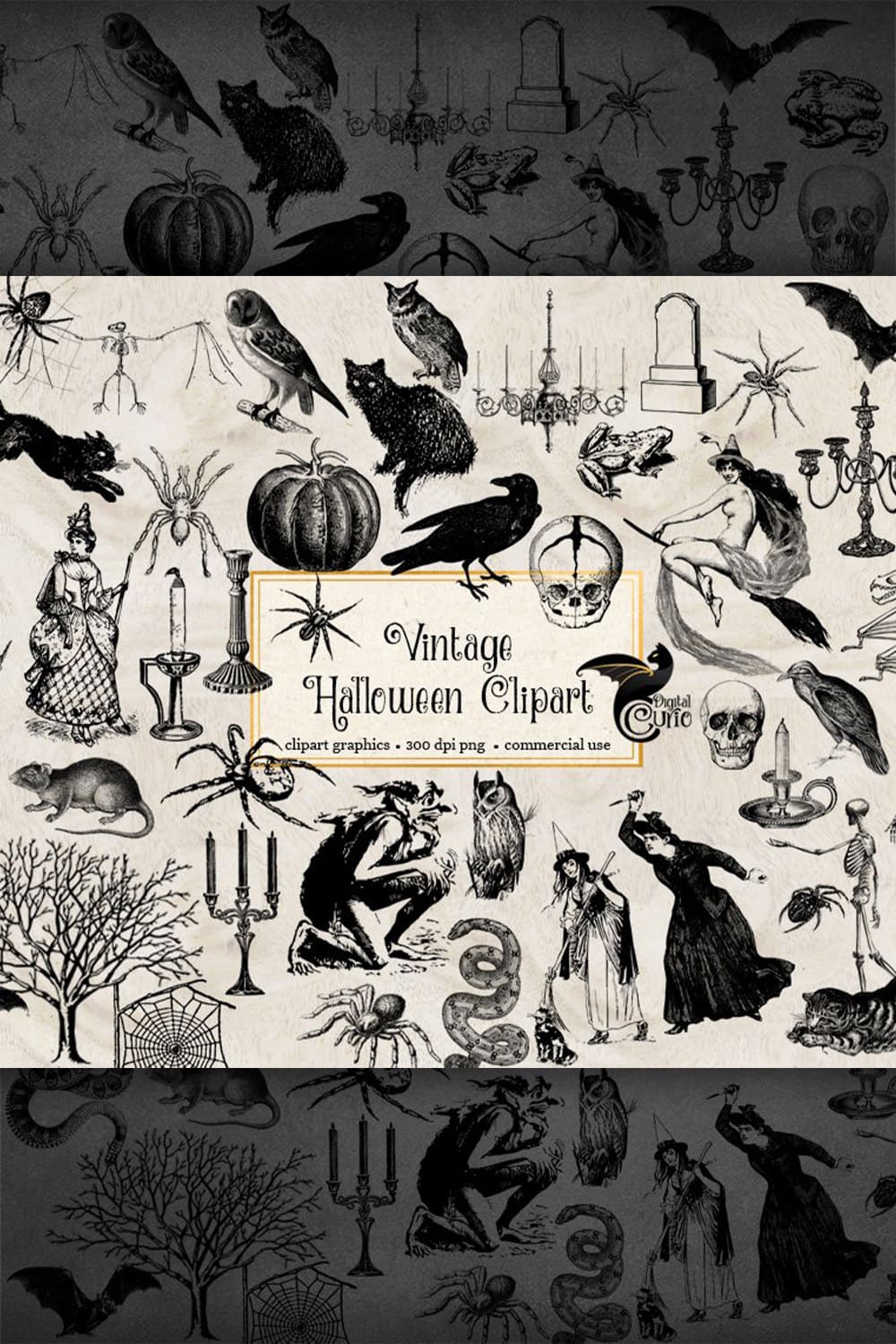vintage halloween clipart collection.