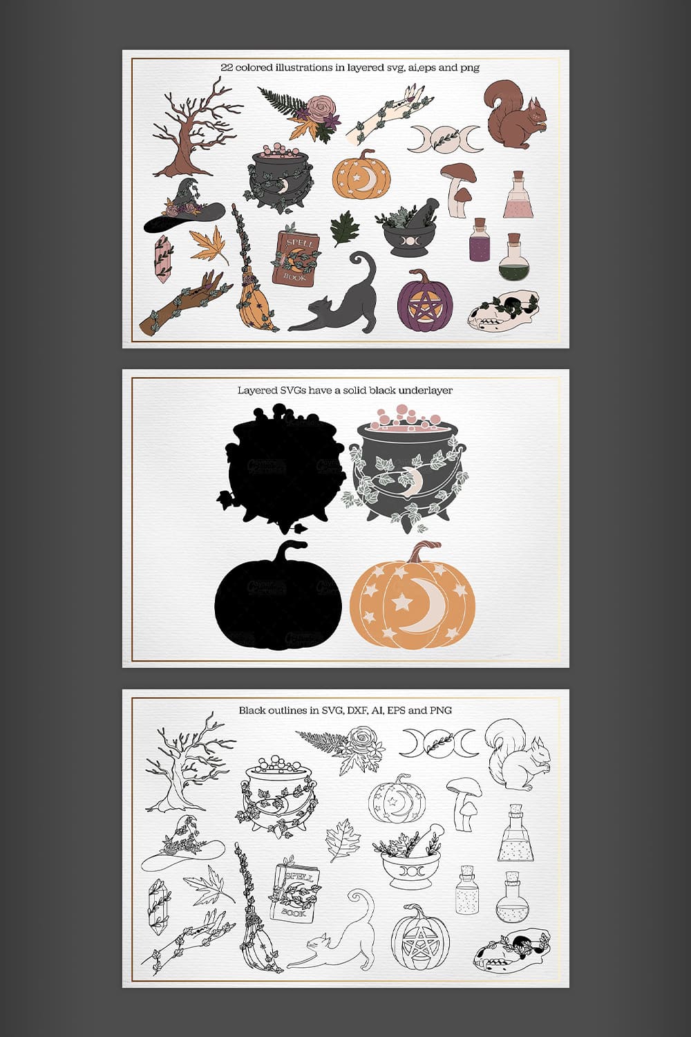 woodland witch svg clipart.