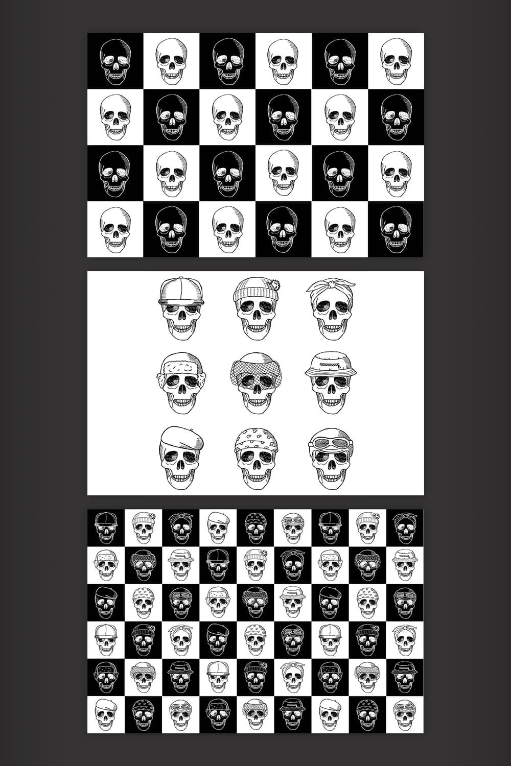 Skull Collection seamless patterns.