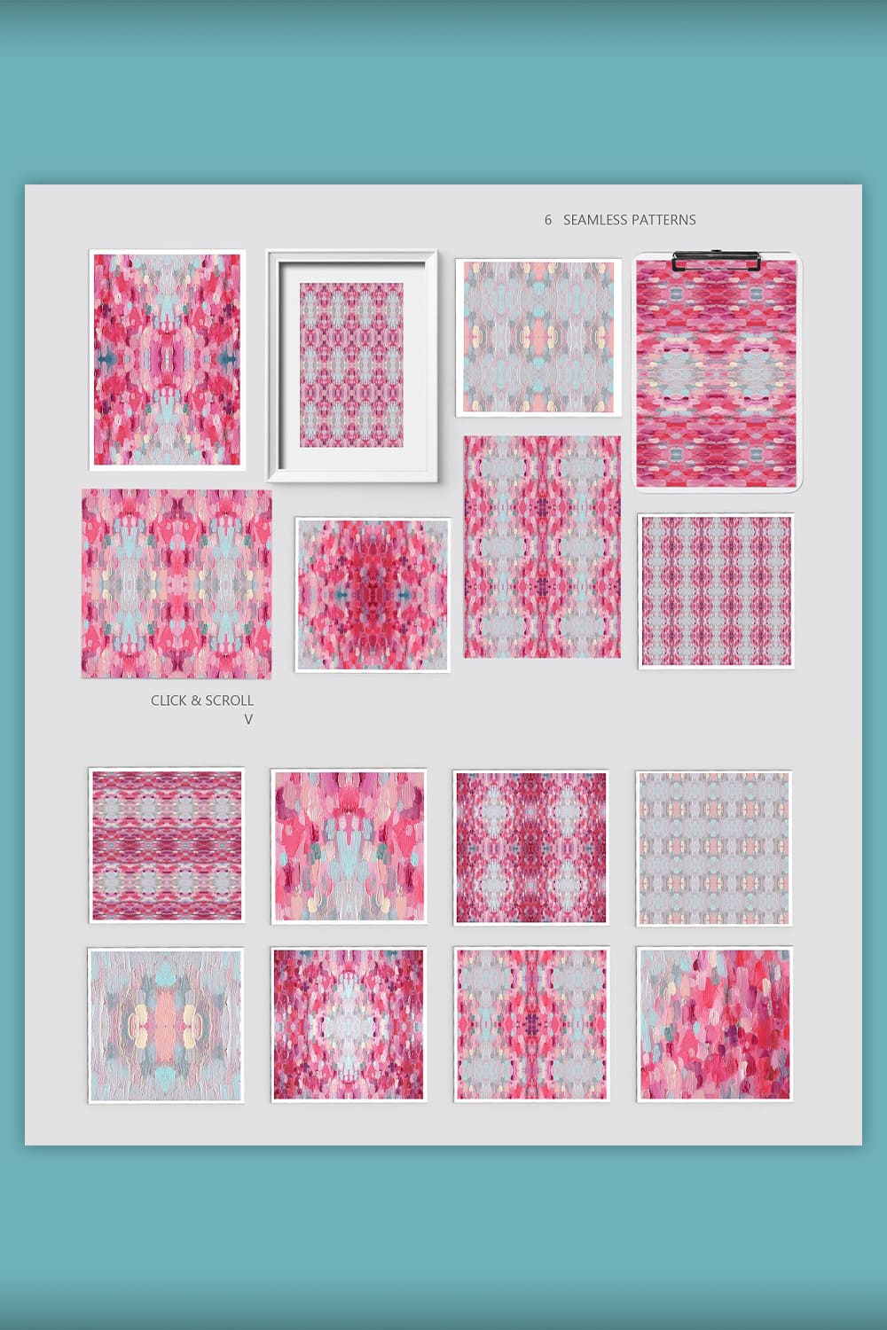 Pink psychedelic seamless patterns.