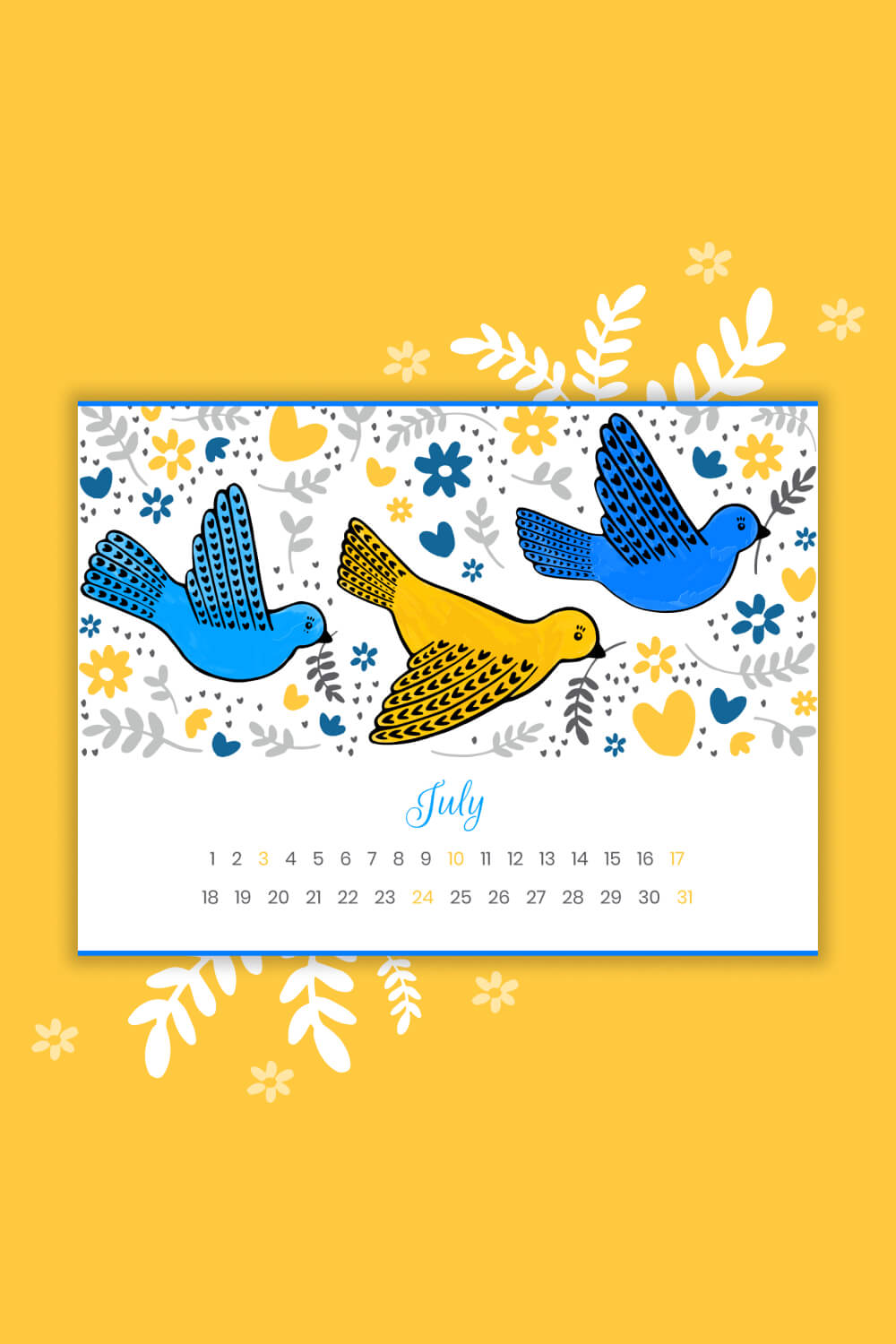 pinterest Free July Calendar Ukrainian Style
