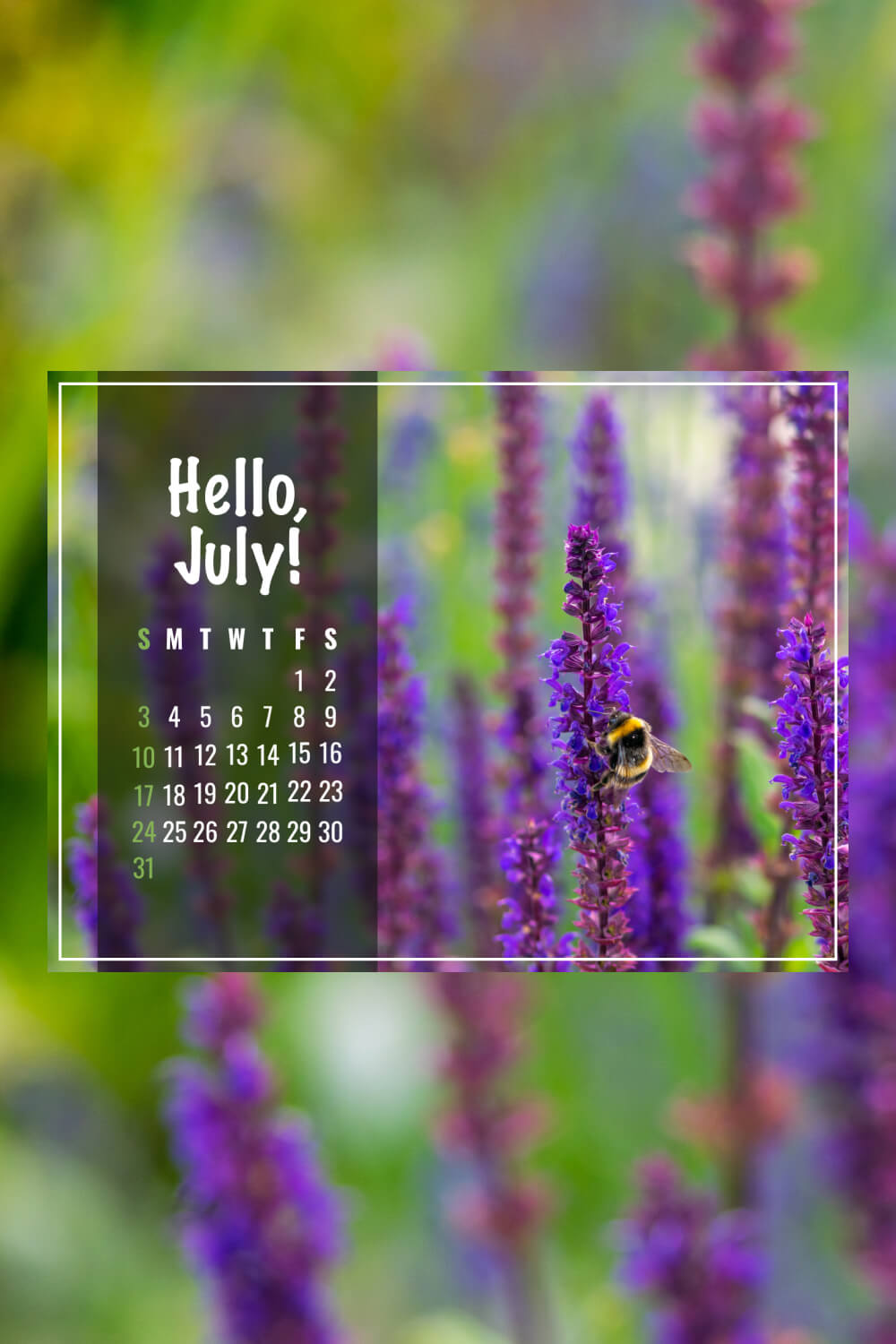 pinterest Free Sage Flower July Calendar.