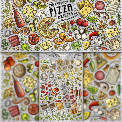 Pizza Cartoon Vector Objects Set 1500 1500 1.