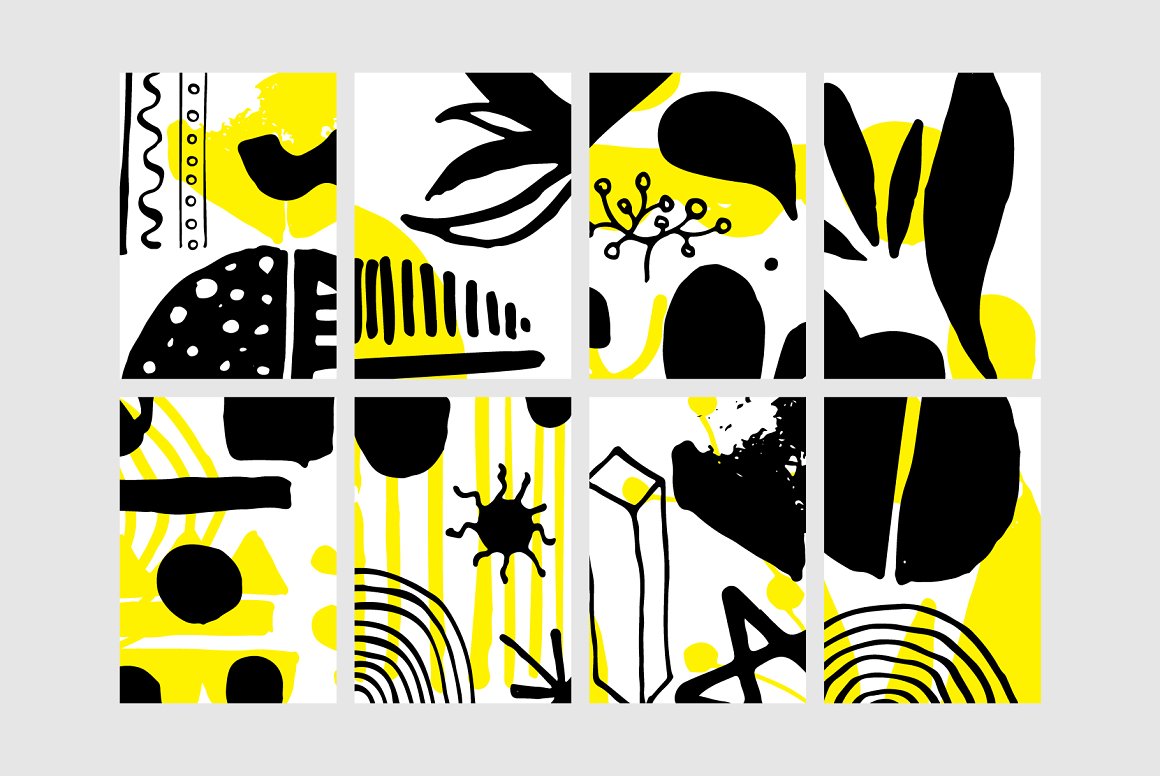 Different patterns with black and yellow.