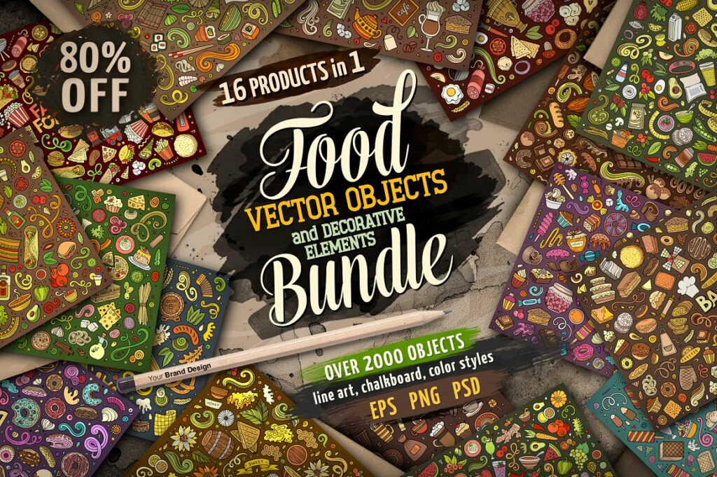 Food And Drinks Objects Big Bundle – MasterBundles