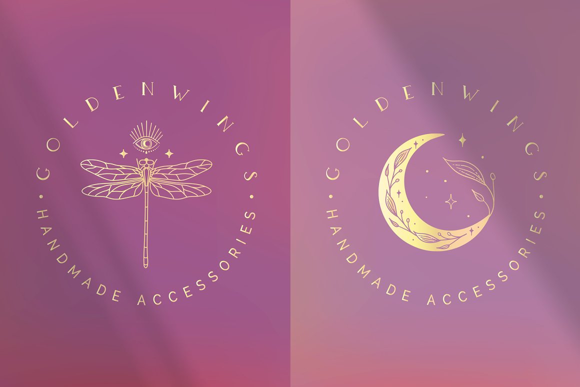 Two versions of the logos on a purple and pale purple background.