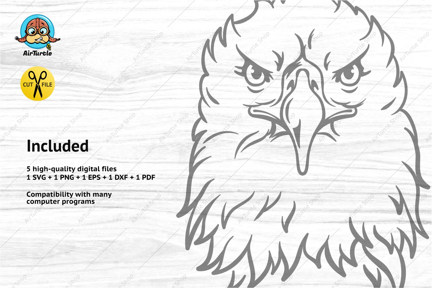 Preview bald eagle svg with description files.