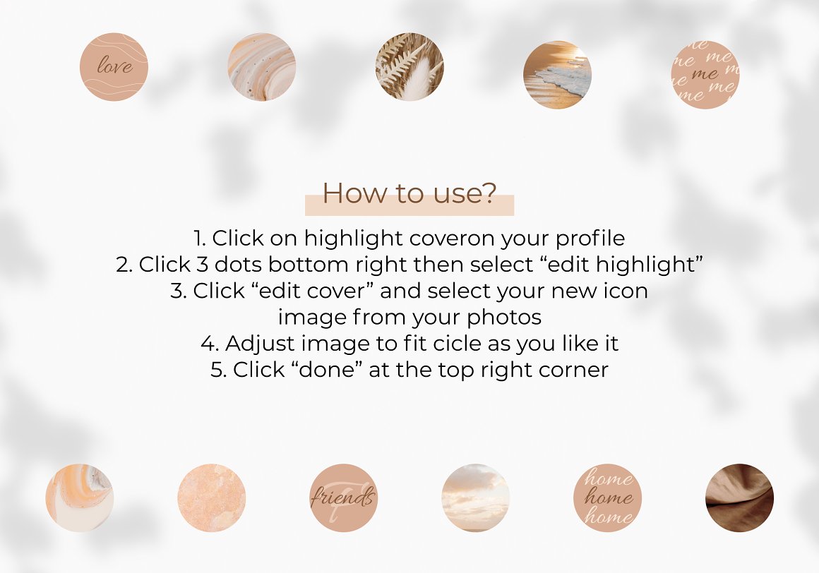 Description of how to use images from the pack for Instagram.