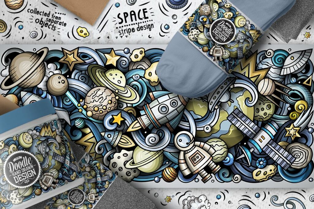 Space Cartoon Doodle Big Pack – MasterBundles