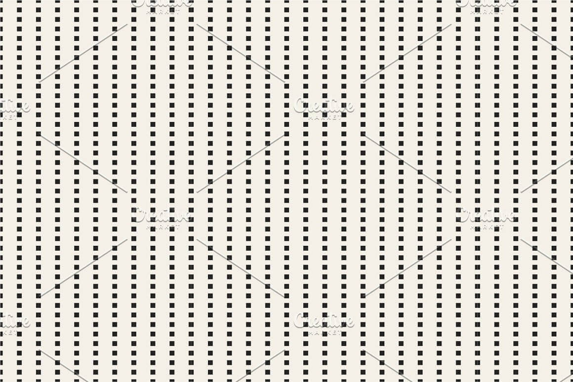 Seamless patterns, black square dots placed vertically on a white background.
