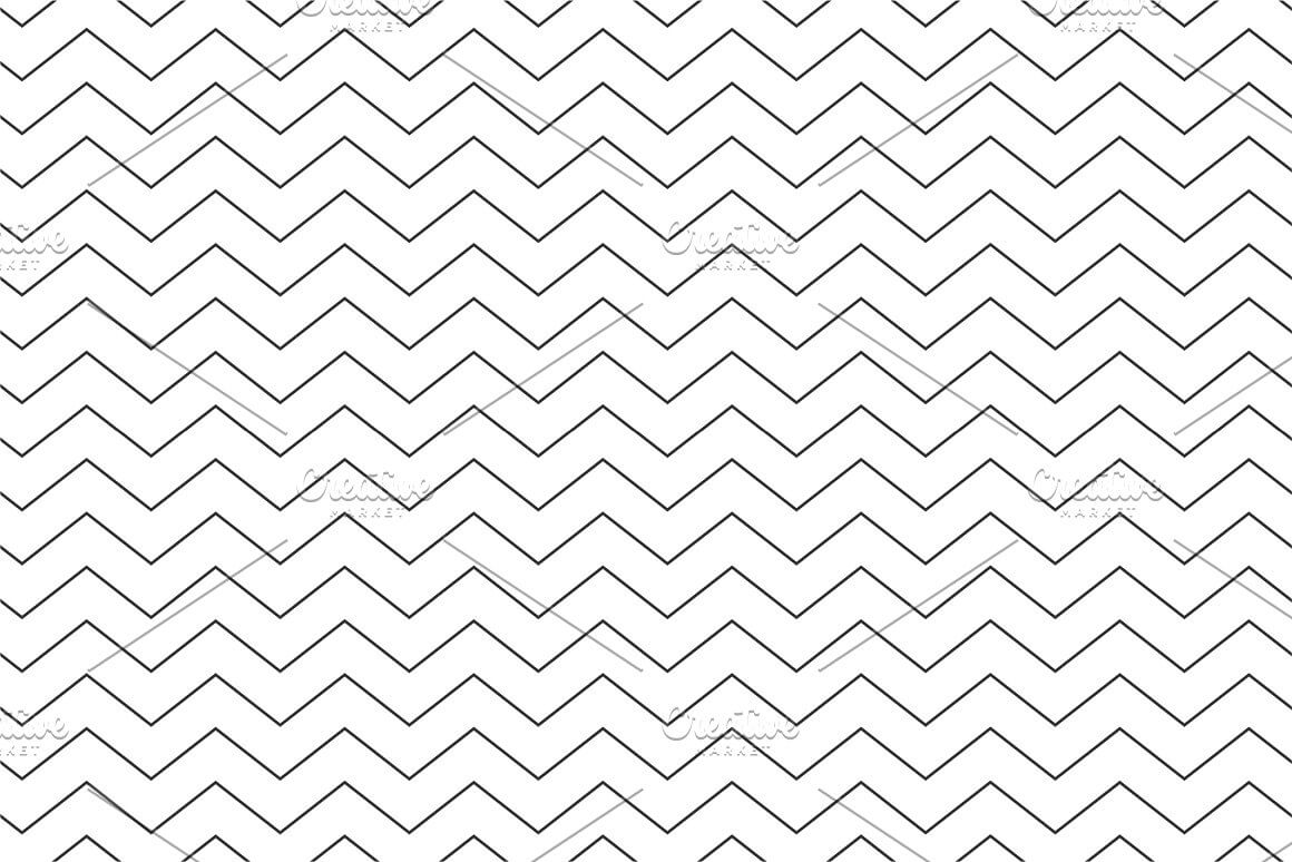 Zigzag horizontal lines in black, simple seamless pattern.