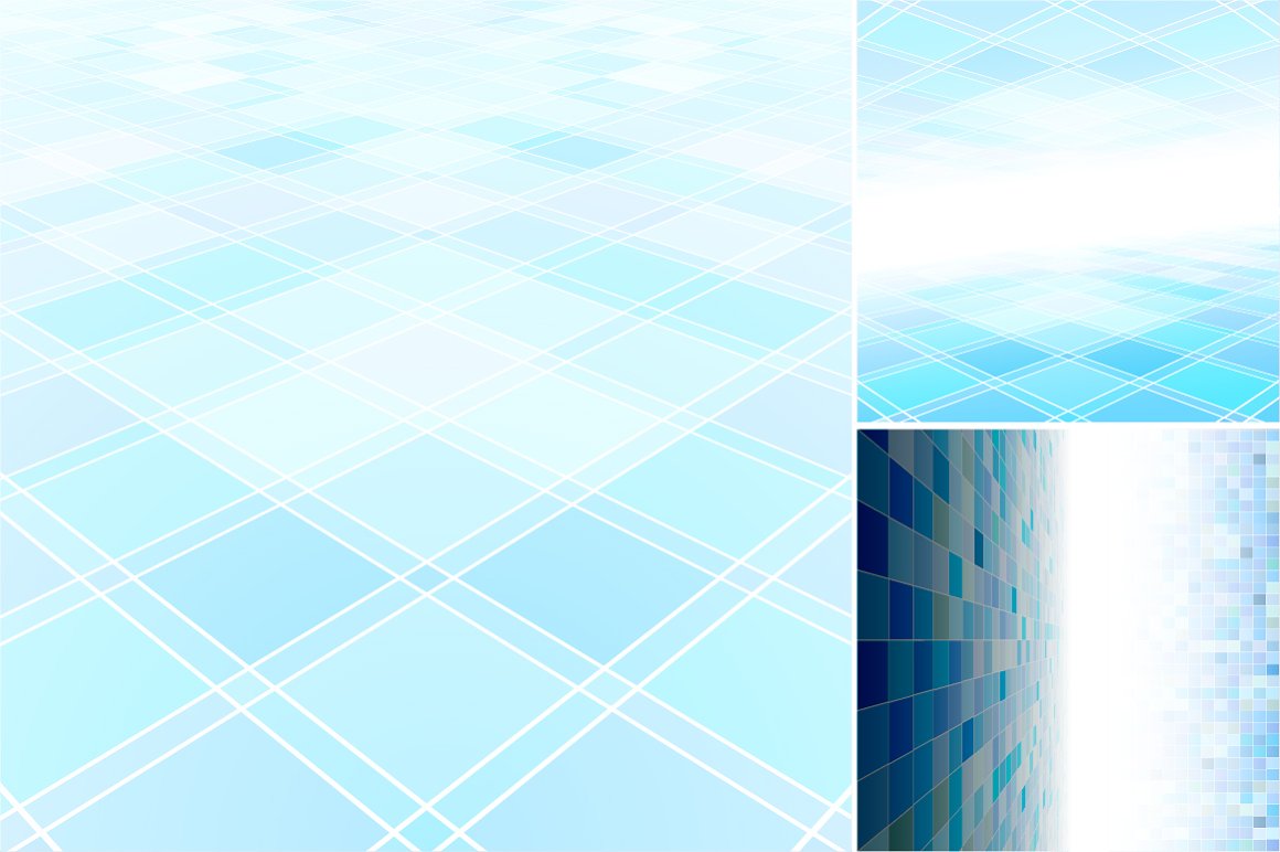 The abstract background consists of blue tiles between which there are two white stripes.