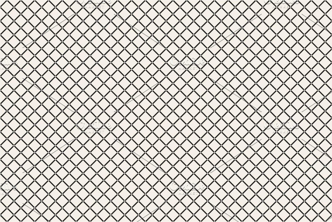 Black grid - a seamless pattern on a white background, on the crossed lines a white small dot.