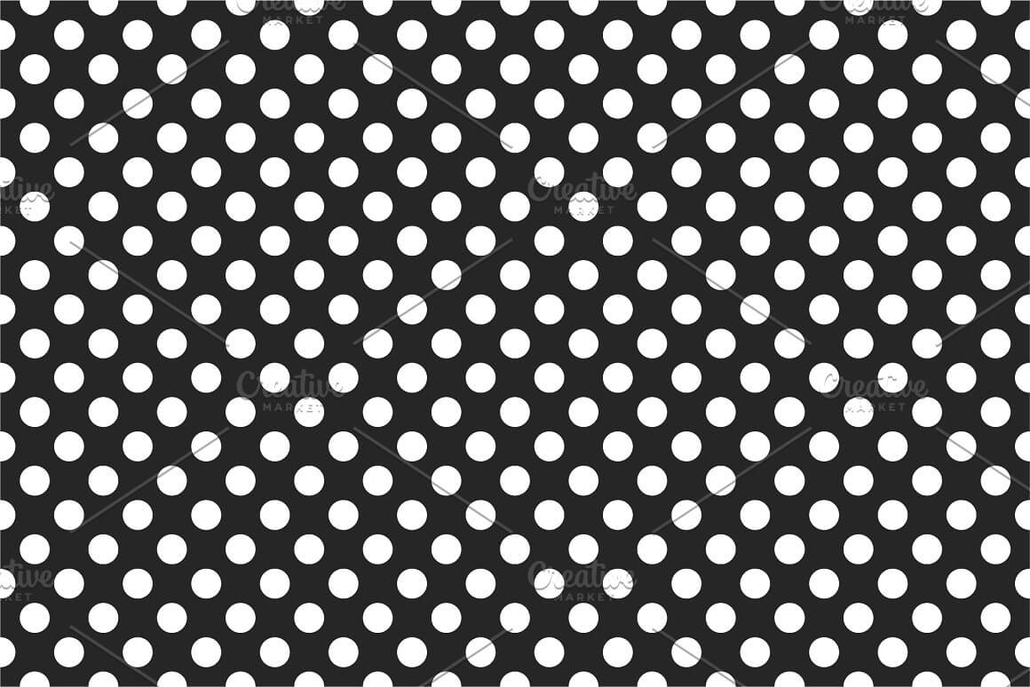 White color circles on black background, simple seamless pattern.